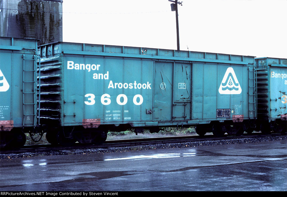 Bangor & Aroostook woodchip gondola BAR #3600 rebuilt from a box car.